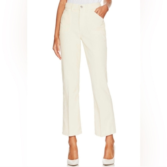 Re/Done High Rise Crop Corduroy Flare Leg Jeans Ivory Pants‎ - Picture 1 of 10